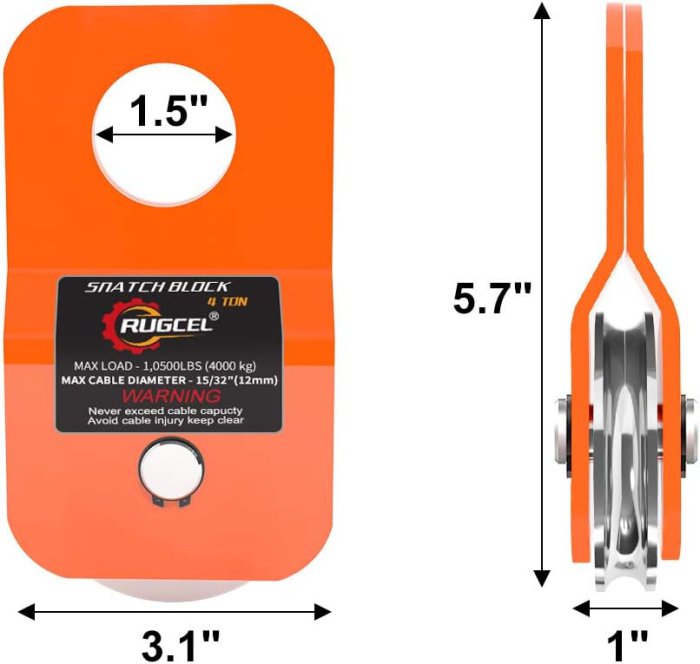 RUGCEL WINCH 4.8T Snatch Block (Orange) (image 4)