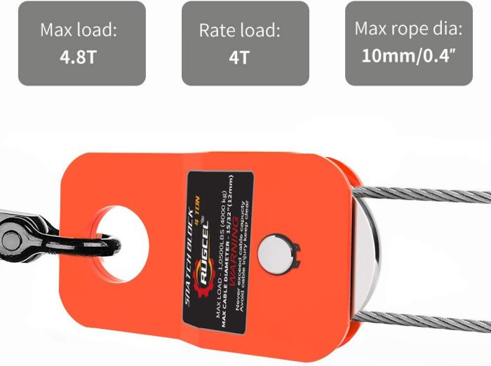 RUGCEL WINCH 4.8T Snatch Block (Orange) (image 5)